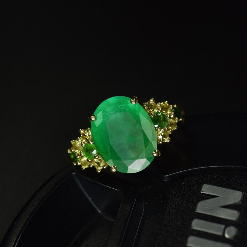 14k Gold 2.63 Ctw Natural Emerald & Sapphire Ring - 2