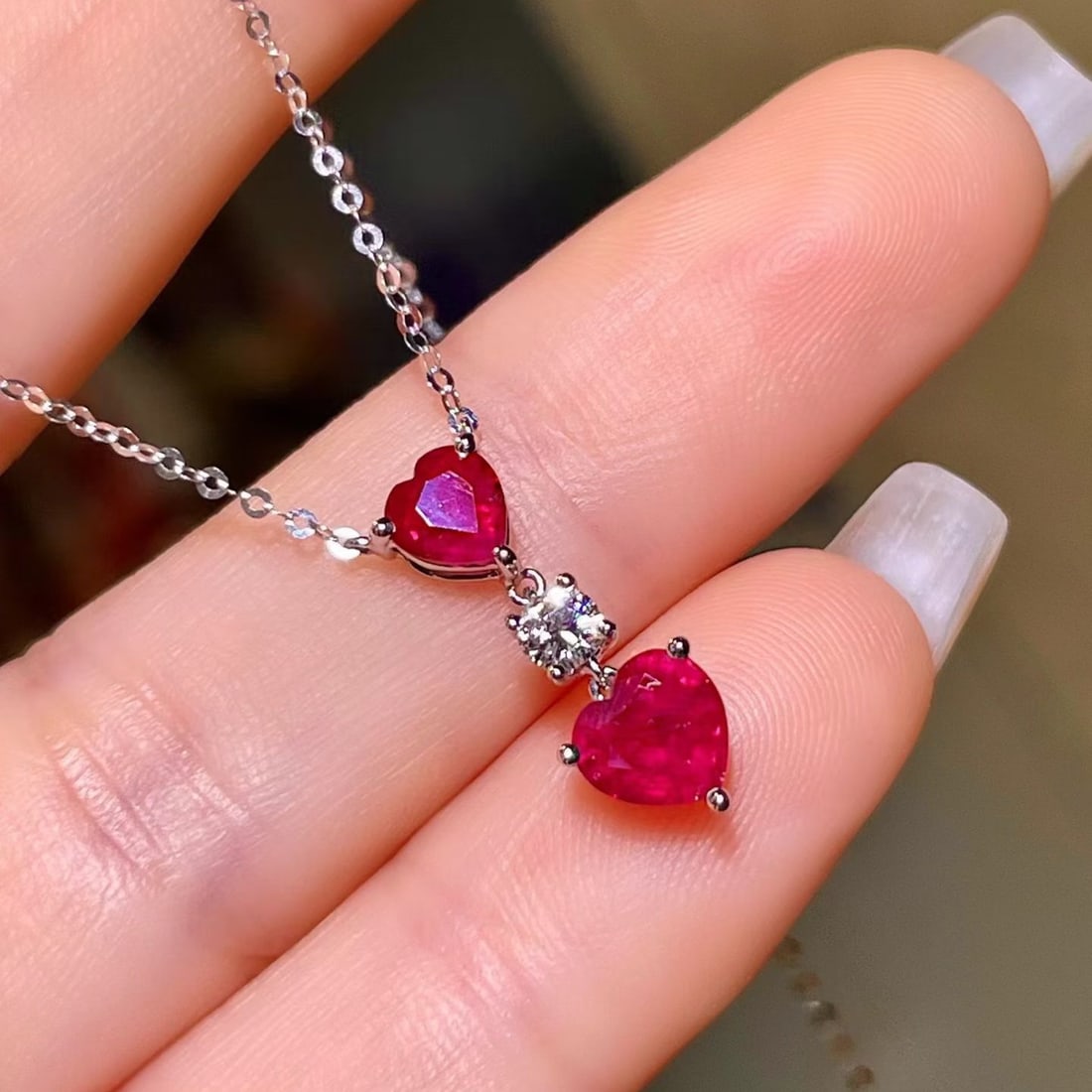 14k Gold 1.25 Ctw Natural Ruby & Diamond Necklace - 2