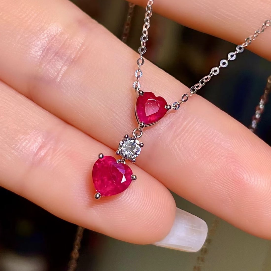 14k Gold 1.25 Ctw Natural Ruby & Diamond Necklace - 3