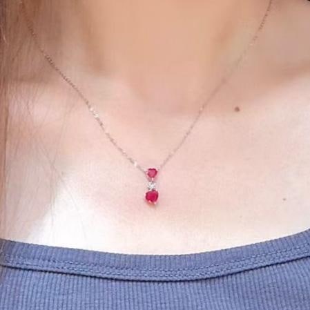 14k Gold 1.25 Ctw Natural Ruby & Diamond Necklace - 4