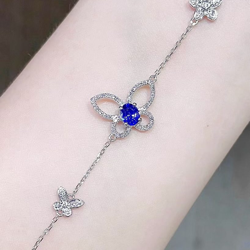 14k Gold 0.37 Ct Natural Sapphire & Diamond Bracelet - 2