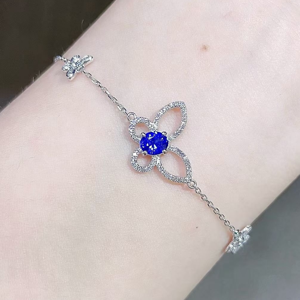 14k Gold 0.37 Ct Natural Sapphire & Diamond Bracelet - 3