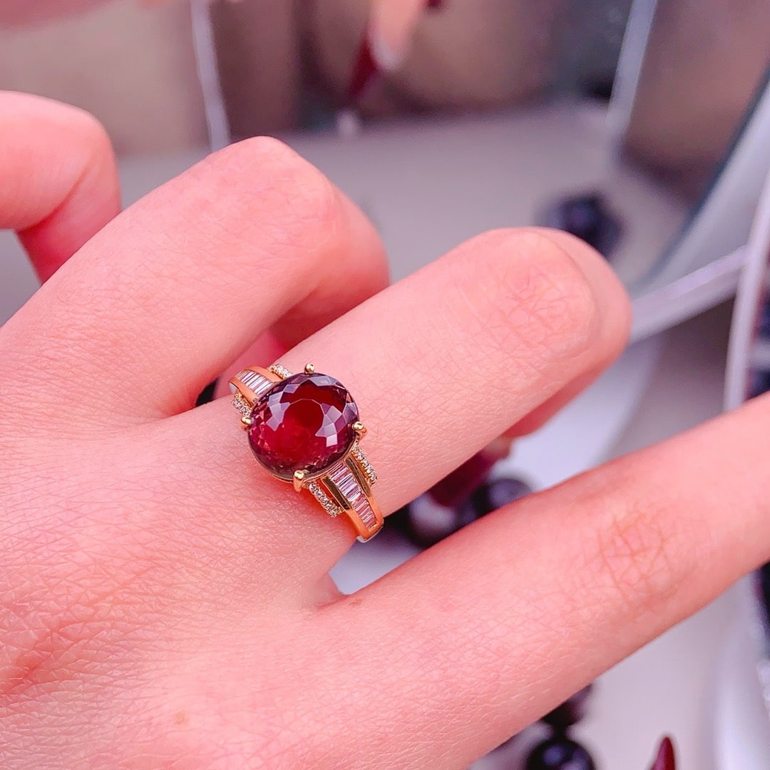 14k Gold 4.5 Ct Natural Tourmaline & Diamond Ring - 4