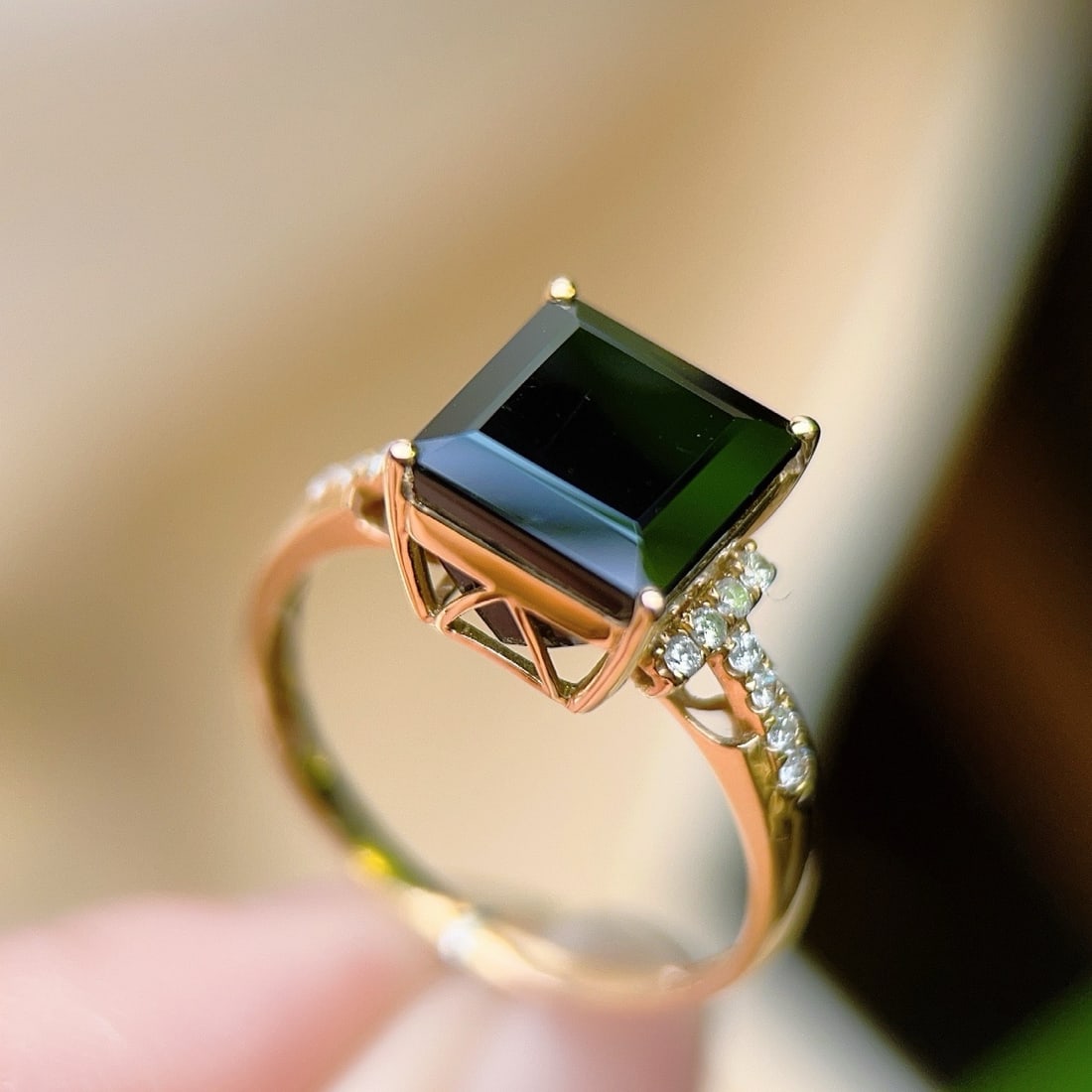 14k Gold 4.41 Ctw Natural Tourmaline & Diamond Ring - 3