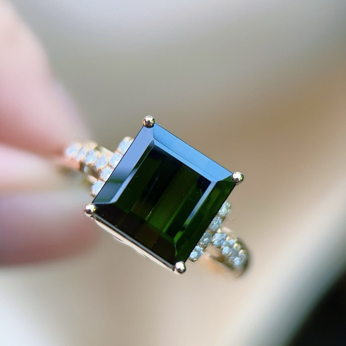 14k Gold 4.41 Ctw Natural Tourmaline & Diamond Ring - 4