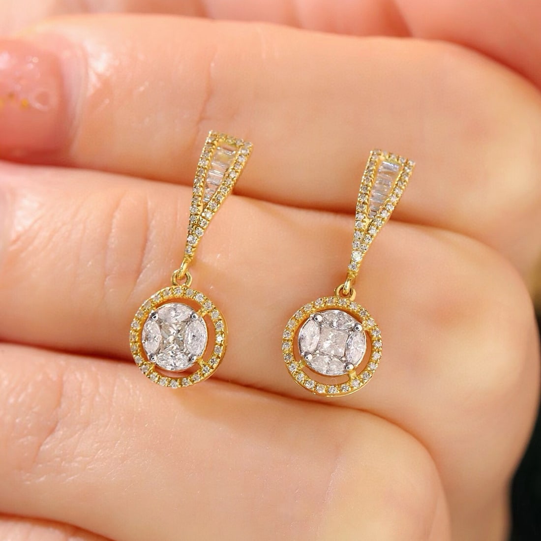 14k Gold 0.60 Ct Natural H Diamond Earrings - 6