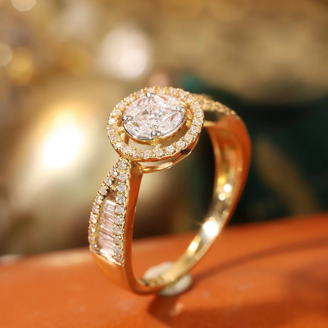14k Gold 0.62 Ct Natural H Diamond Ring - 7
