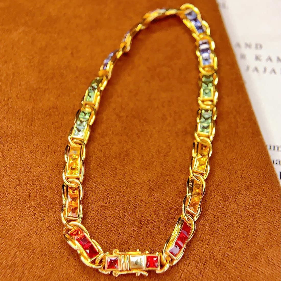 14k Gold 6.55 Ct Natural Sapphire Bracelet: Ref:231185150 // gold content:14k gold // main gemstone:sapphire // shape:princess // carat weight:6. 55ct // color:color // treatment:natural // Condition: New Low Estimate: 14000.00 High Estimate:
