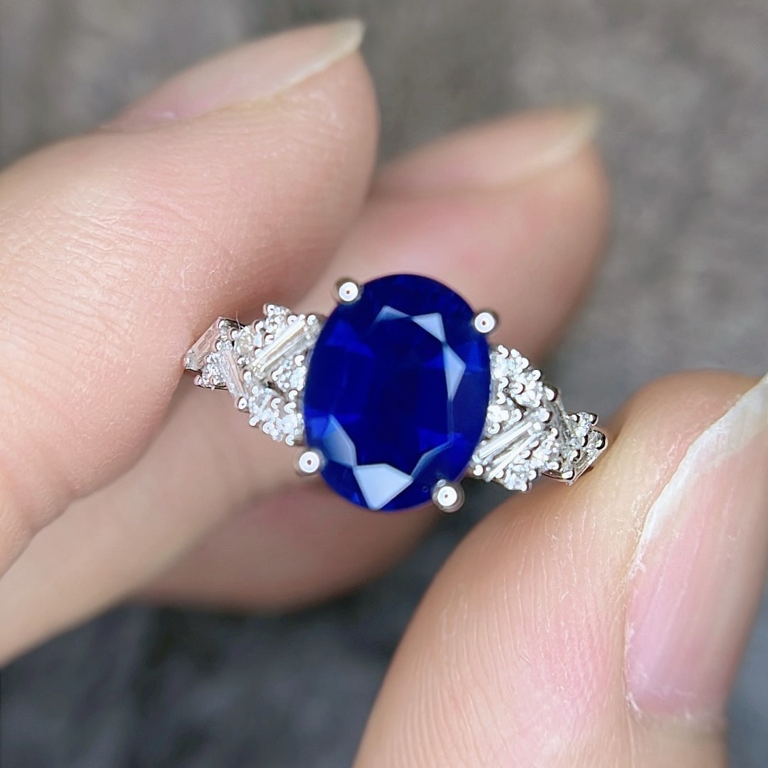 14k Gold 2.55 Ctw Natural Sapphire & Diamond Ring - 2
