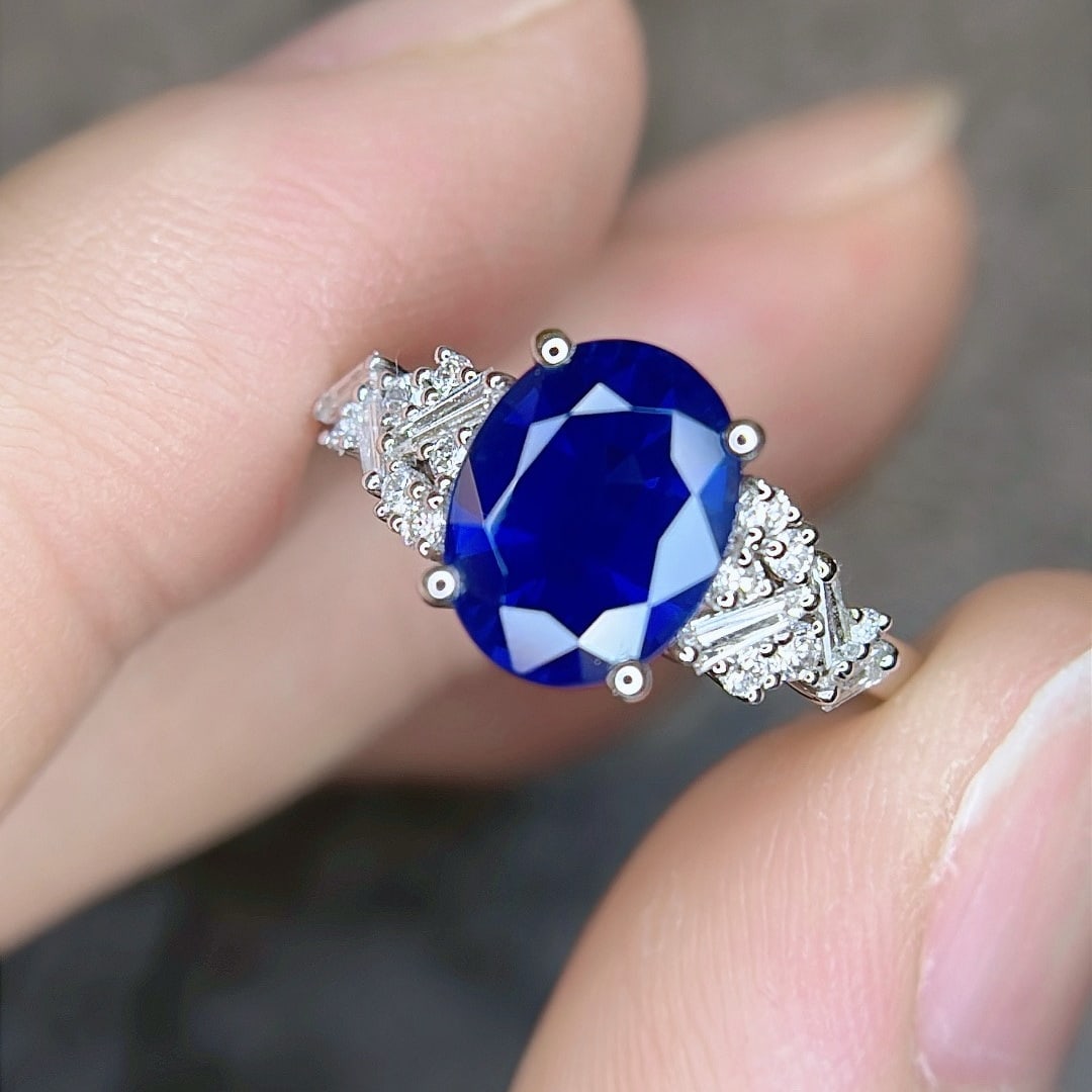 14k Gold 2.55 Ctw Natural Sapphire & Diamond Ring - 3