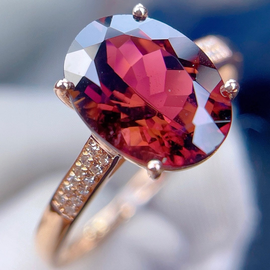 14k Gold 2.8 Ct Natural Tourmaline & Diamond Ring - 5