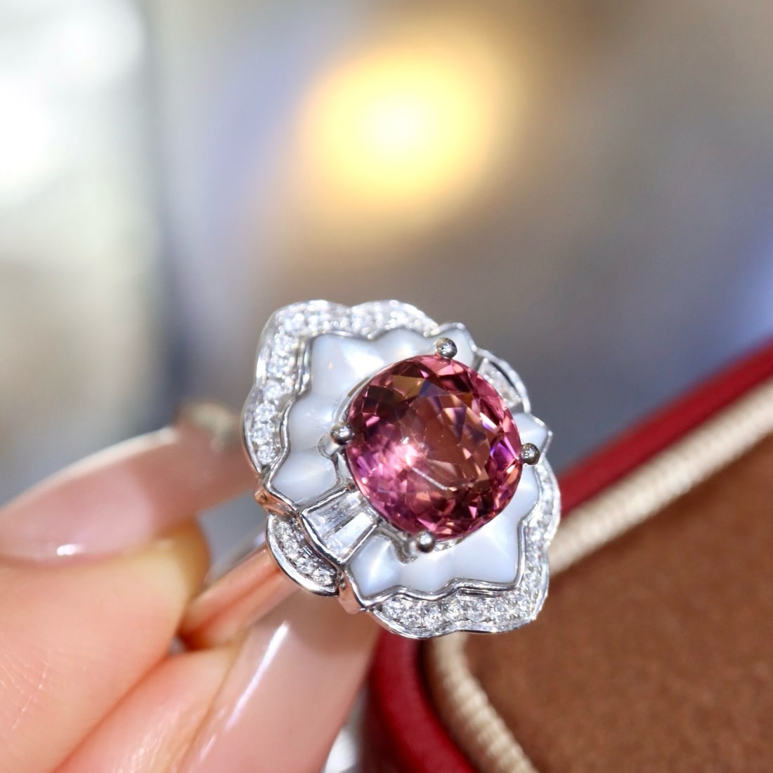 14k Gold 2.16 Ctw Natural Tourmaline & Diamond Ring - 2