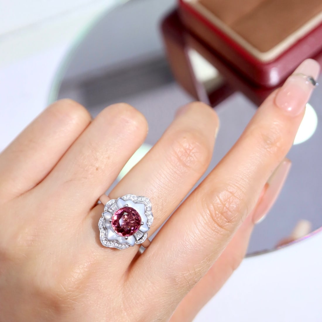 14k Gold 2.16 Ctw Natural Tourmaline & Diamond Ring - 3