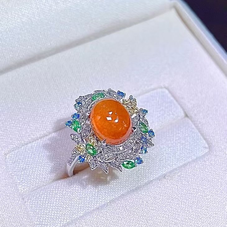 14k Gold 4.61 Ctw Natural Spessartine & Coloured Gemstone Ring - 3