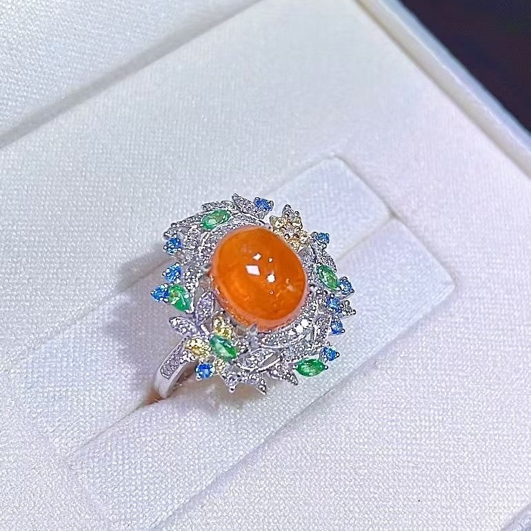 14k Gold 4.61 Ctw Natural Spessartine & Coloured Gemstone Ring - 4