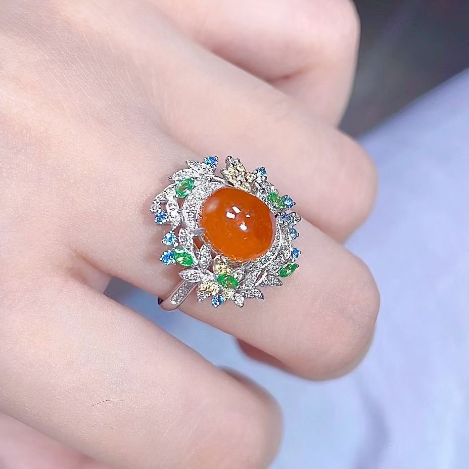 14k Gold 4.61 Ctw Natural Spessartine & Coloured Gemstone Ring - 6