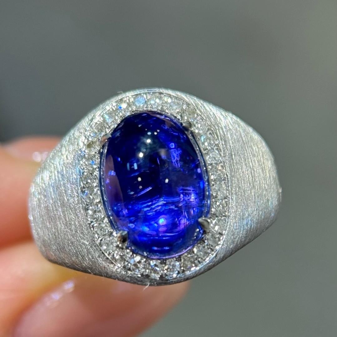 14k Gold 5.05 Ctw Natural Tanzanite & Diamond Ring: Ref:231185169 // gold content:14k gold // ring size:7. 25us // // main gemstone:tanzanite // shape:oval // carat weight:4. 82ct // color:blue // treatment:natural // // adjacent gemstone 2 : diamond