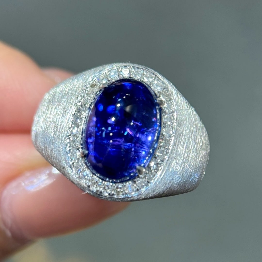 14k Gold 5.05 Ctw Natural Tanzanite & Diamond Ring - 4