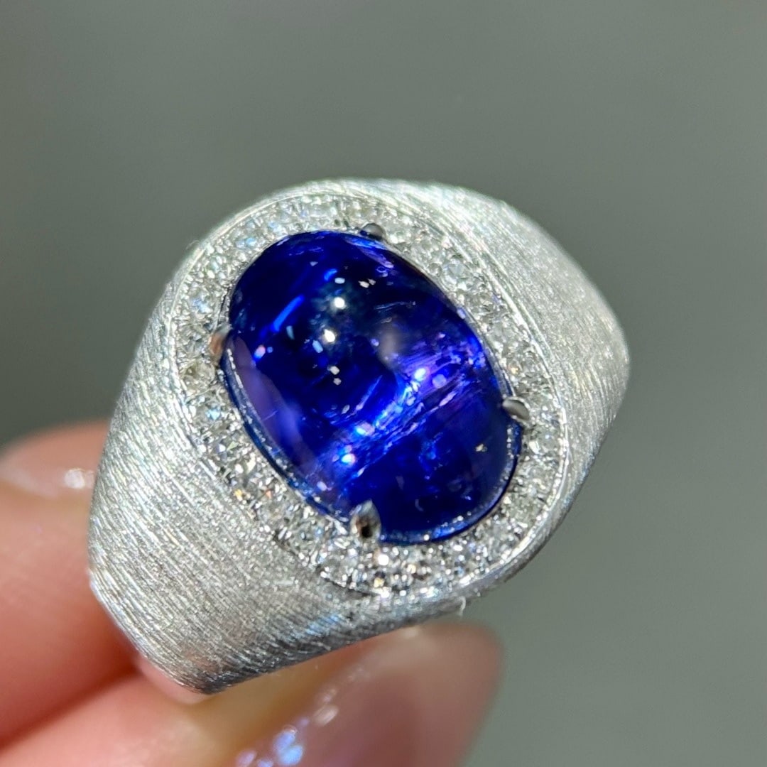 14k Gold 5.05 Ctw Natural Tanzanite & Diamond Ring - 7