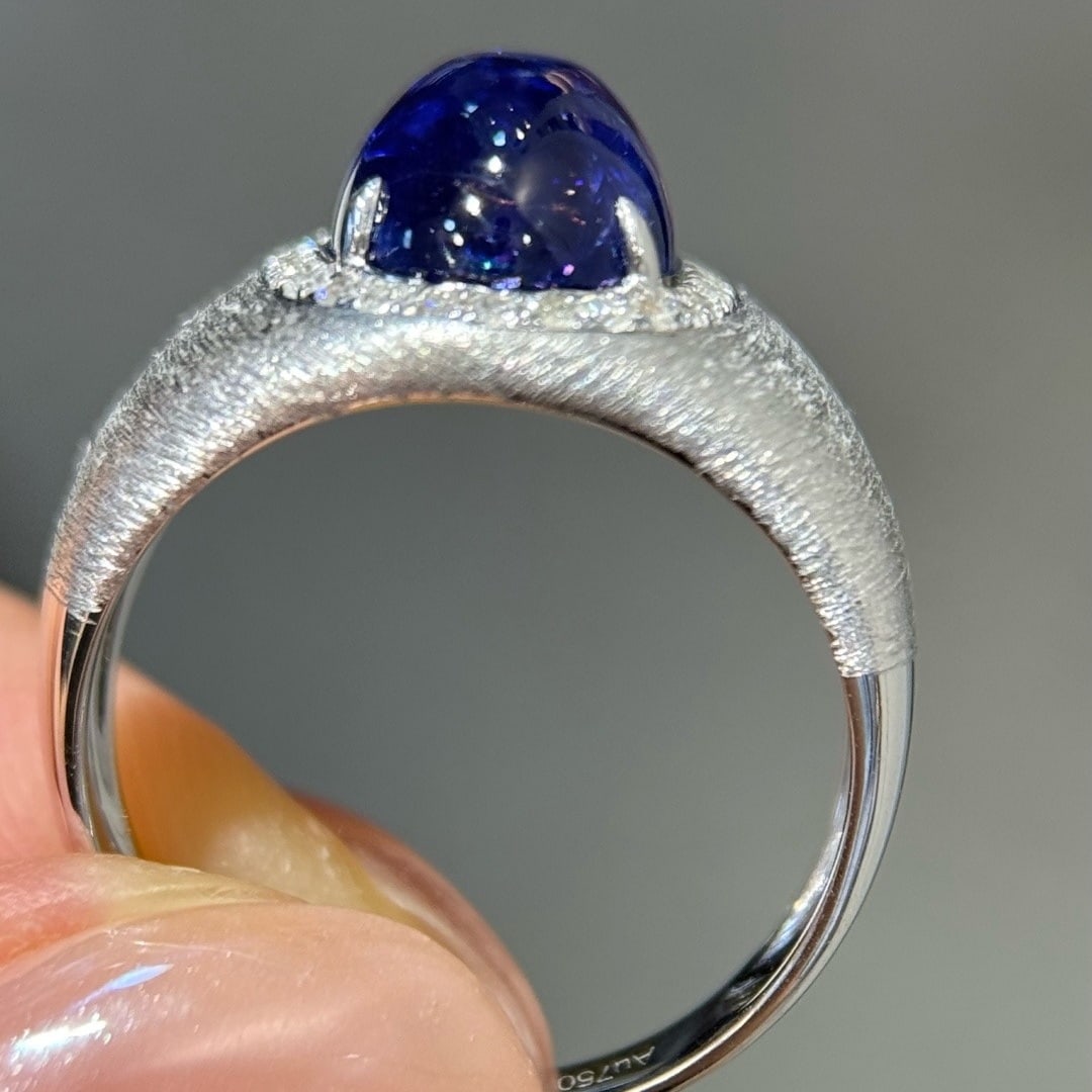 14k Gold 5.05 Ctw Natural Tanzanite & Diamond Ring - 9
