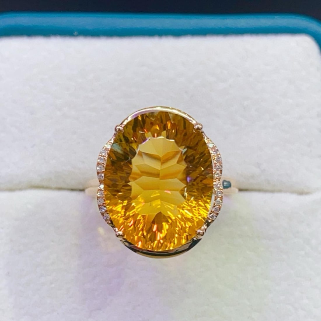 14k Gold 8.16 Ctw Natural Citrine & Diamond Ring: Ref:231185178 // gold content:14k gold // ring size:7. 25us // // main gemstone:citrine // shape:oval // carat weight:8. 1ct // color:yellow // treatment:natural // // adjacent gemstone 2 : diamond