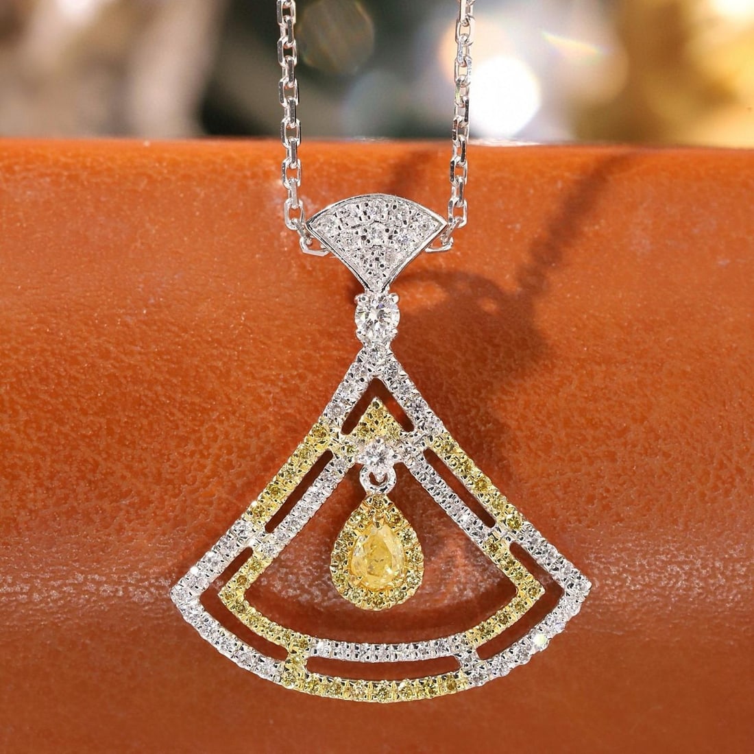 14k Gold 0.56 Ct Natural Color Diamond Necklace: Ref:231185180 // gold content:14k gold // main gemstone:diamond // shape:multiple // carat weight:0. 56ct // clarity grade:vs-si // color:color // treatment:natural // Condition: New Low Estimate: