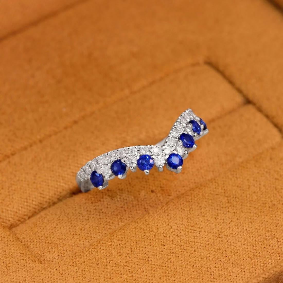 14k Gold 0.65 Ctw Natural Sapphire & Diamond Ring - 5