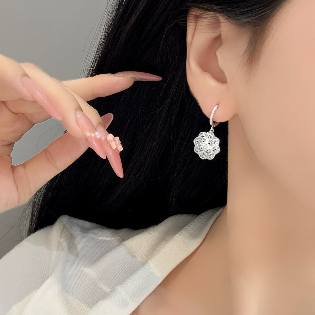 14k Gold 0.9 Ct Natural H Diamond Earrings - 5