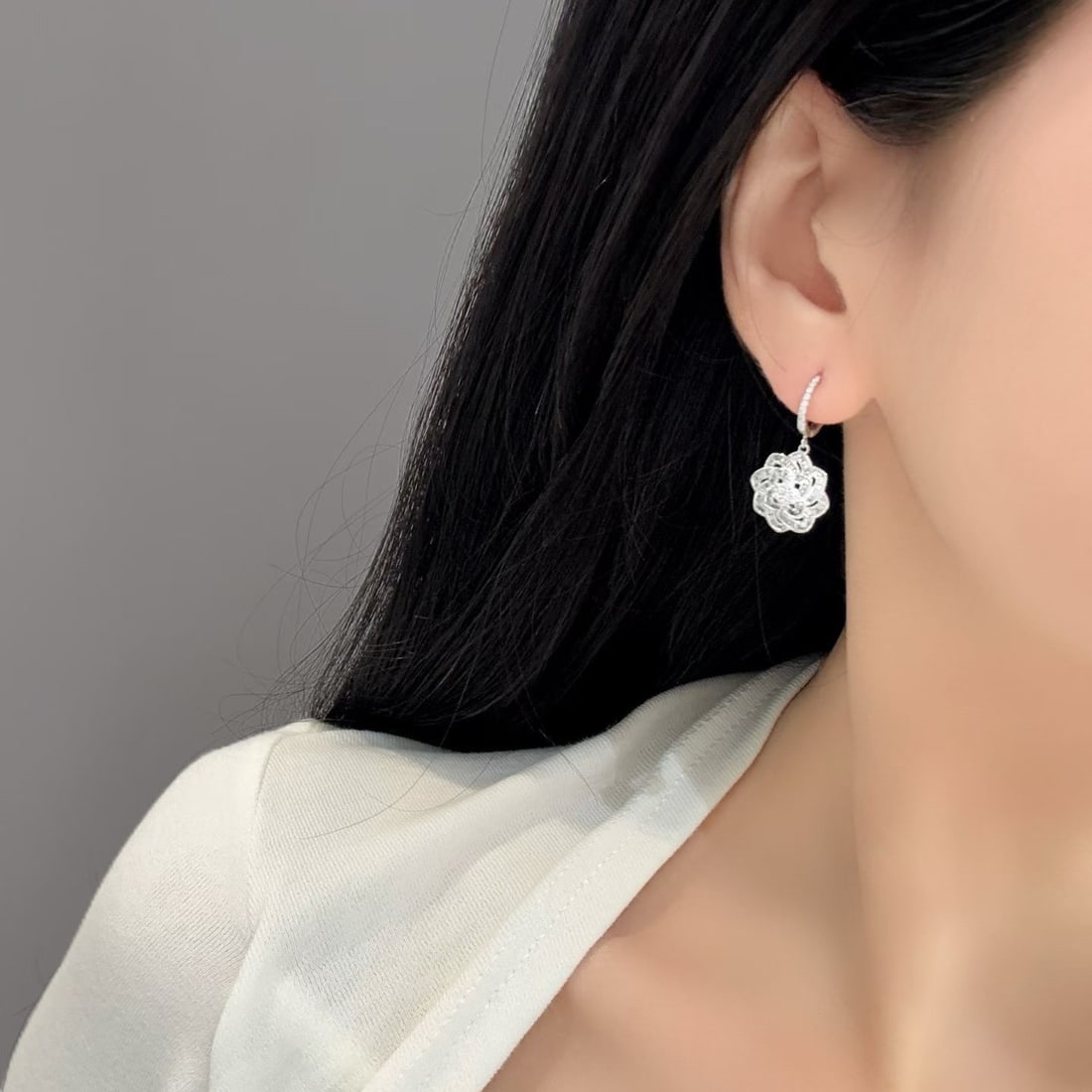 14k Gold 0.9 Ct Natural H Diamond Earrings - 6