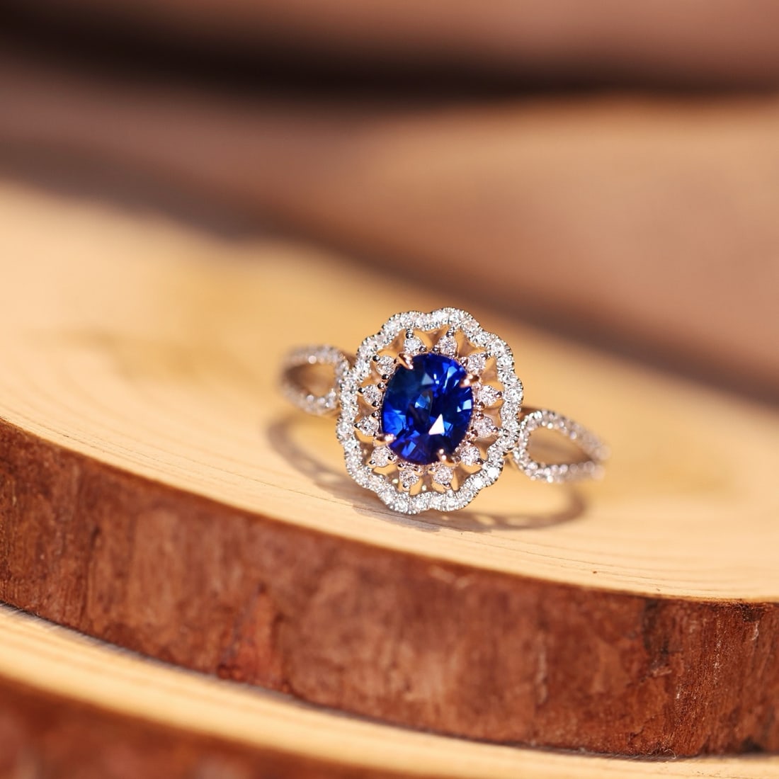 14k Gold 1.58 Ctw Natural Sapphire & Diamond Ring - 2
