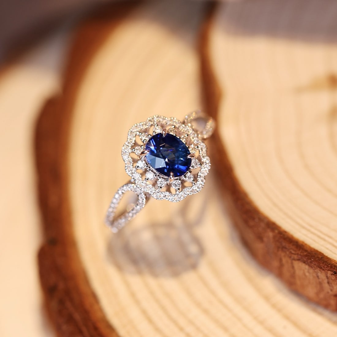 14k Gold 1.58 Ctw Natural Sapphire & Diamond Ring - 6