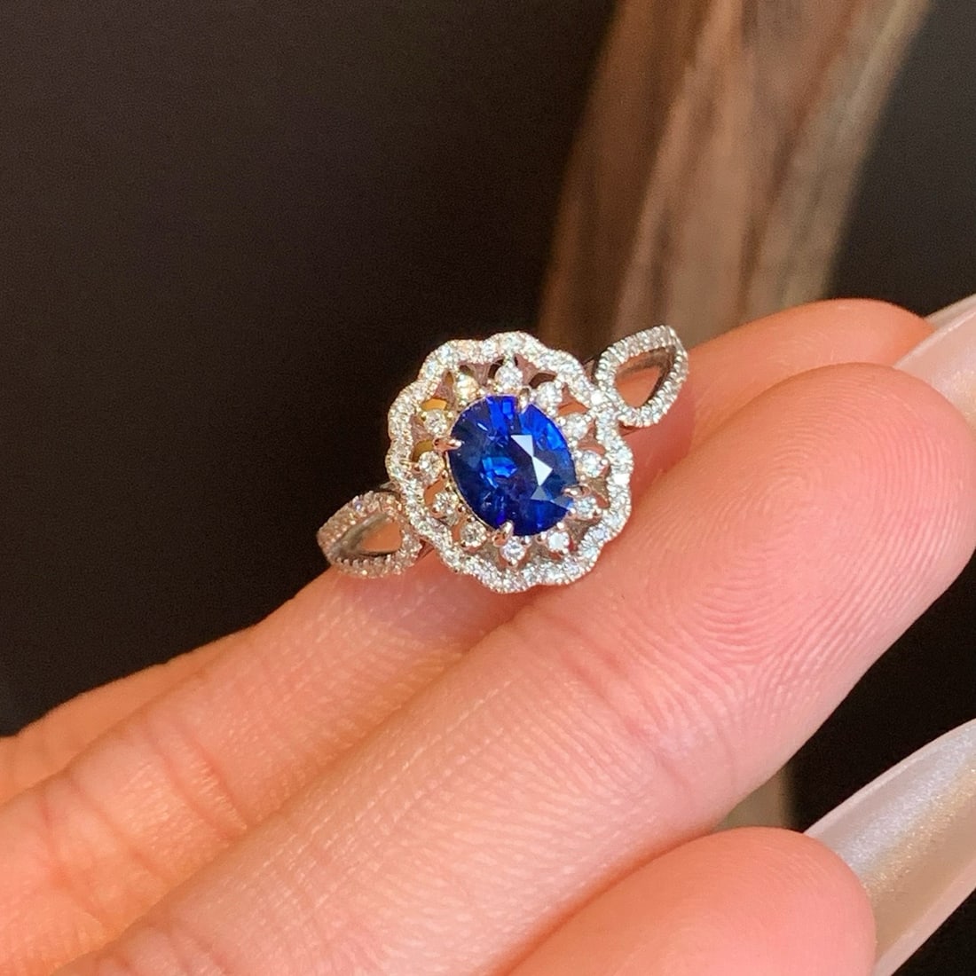14k Gold 1.58 Ctw Natural Sapphire & Diamond Ring - 7
