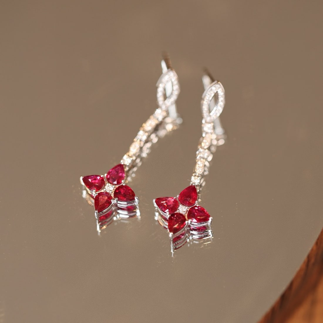 14k Gold 2.45 Ctw Natural Ruby & Diamond Earrings - 5