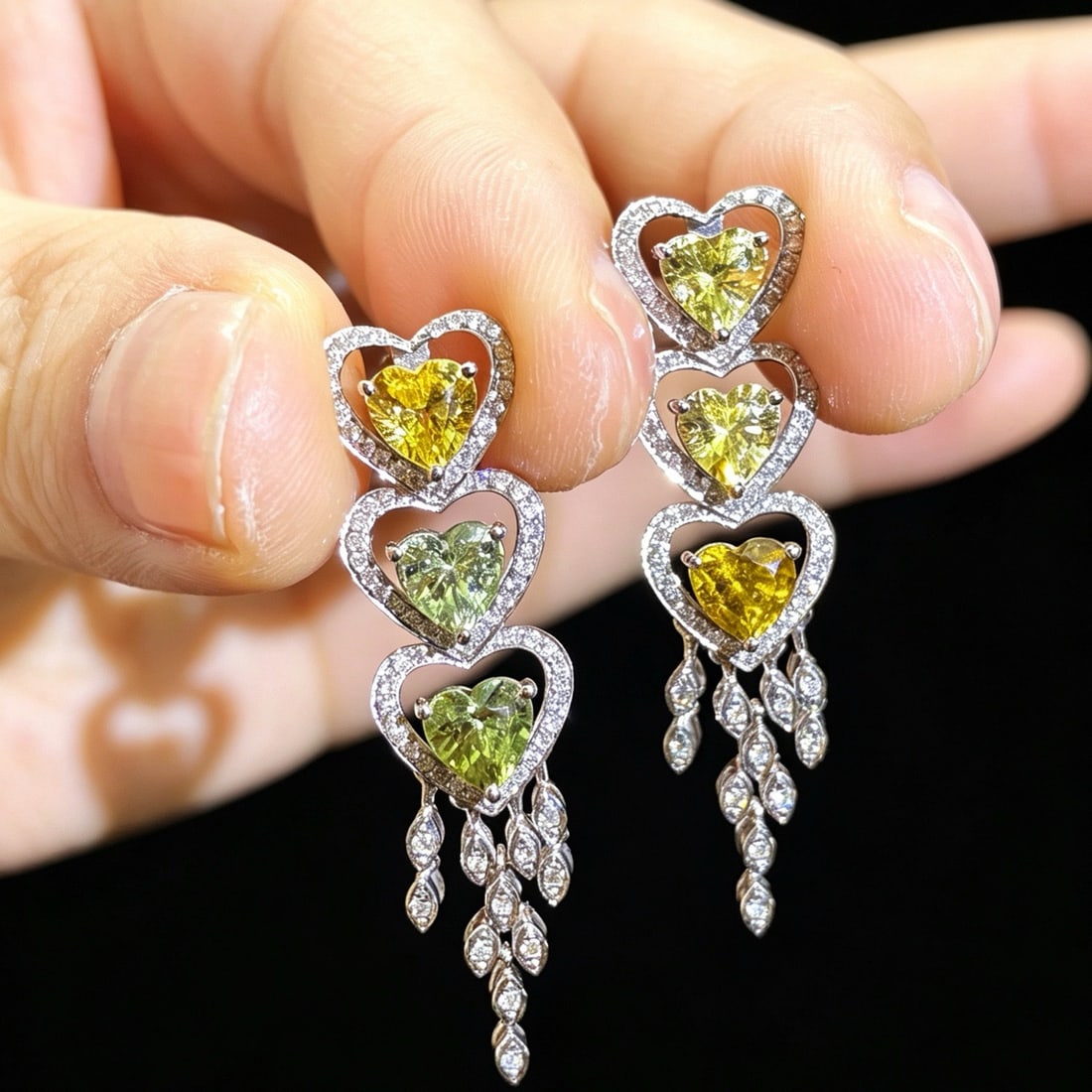 14k Gold 3.95 Ctw Natural Sapphire & Diamond Earrings - 2