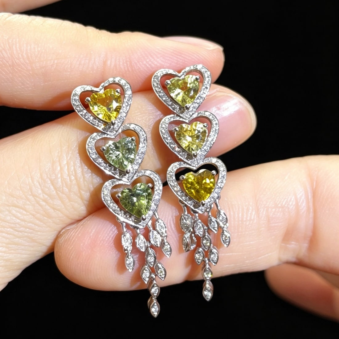 14k Gold 3.95 Ctw Natural Sapphire & Diamond Earrings - 4