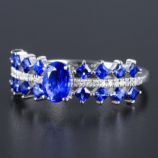 14k Gold 1.18 Ctw Natural Sapphire & Diamond Ring - 2