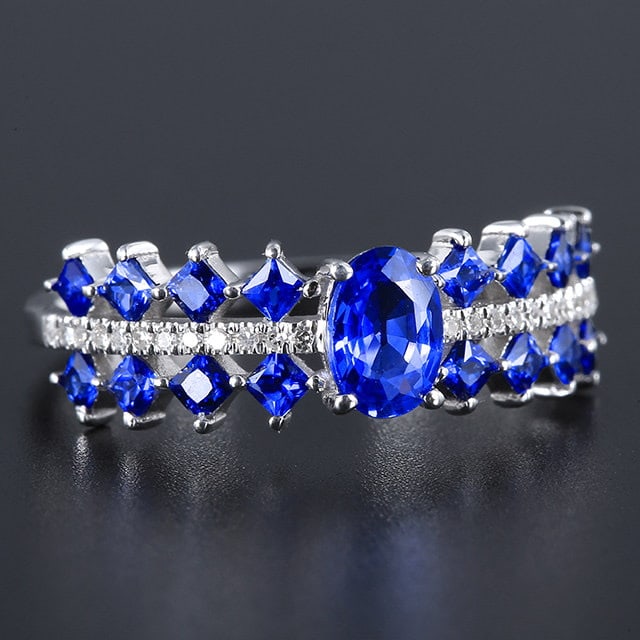14k Gold 1.18 Ctw Natural Sapphire & Diamond Ring - 3