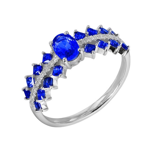 14k Gold 1.18 Ctw Natural Sapphire & Diamond Ring - 5