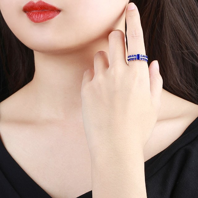14k Gold 1.18 Ctw Natural Sapphire & Diamond Ring - 6