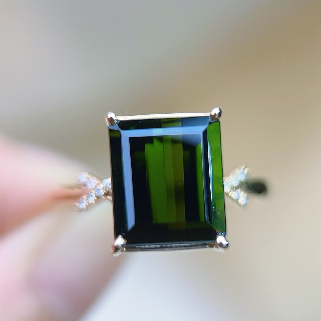 14k Gold 4.65 Ctw Natural Tourmaline & Diamond Ring - 2