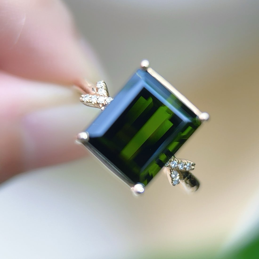 14k Gold 4.65 Ctw Natural Tourmaline & Diamond Ring - 3