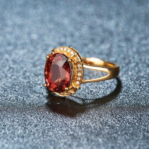 14k Gold 3.3 Ct Natural Tourmaline & Diamond Ring - 3