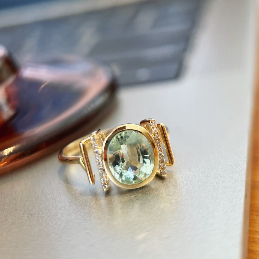 14k Gold 1.9 Ct Natural Tourmaline & Diamond Ring - 5