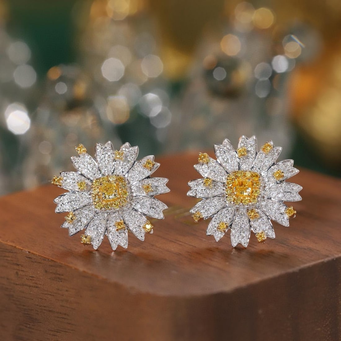 14k Gold 0.90 Ct Natural Color Diamond & Flowers Earrings: Ref:231185232 // gold content:14k gold // main gemstone:diamond // shape:multiple // carat weight:0. 90ct // clarity grade:vs-si // color:color // treatment:natural // Condition: New Low Estimate: