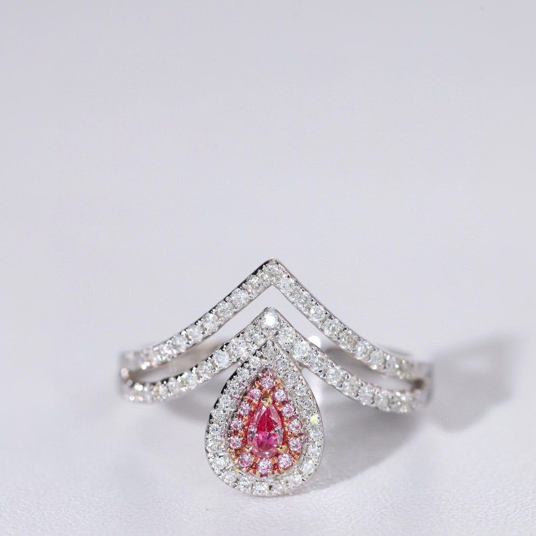 14k Gold 0.5 Ctw Natural Pink Diamond & Diamond Ring - 5