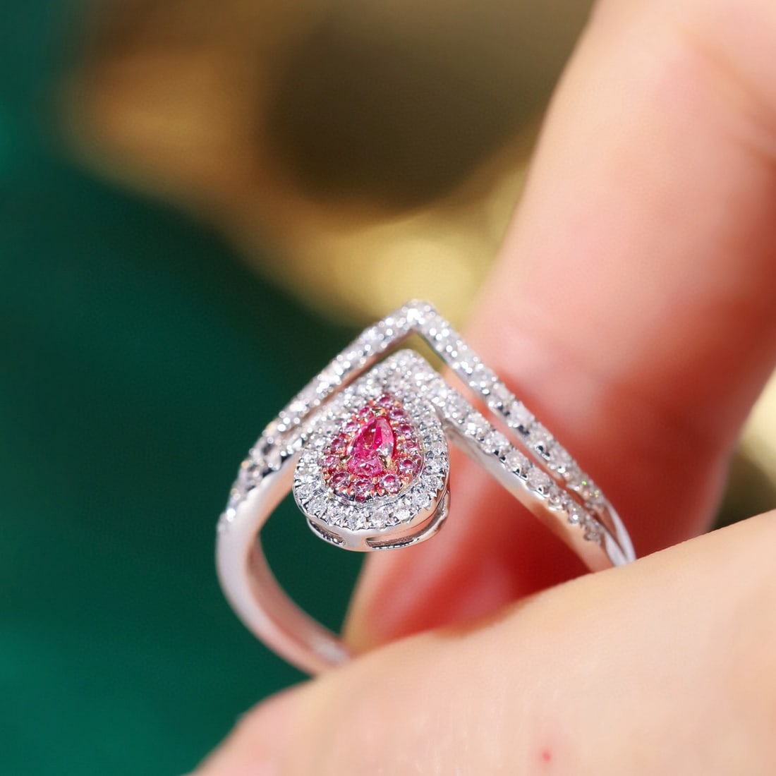 14k Gold 0.5 Ctw Natural Pink Diamond & Diamond Ring - 7