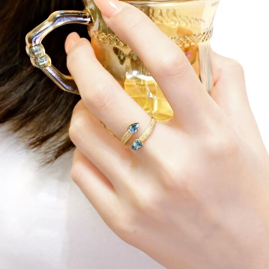 14k Gold 1.04 Ctw Natural Aquamarine & Diamond Ring - 3