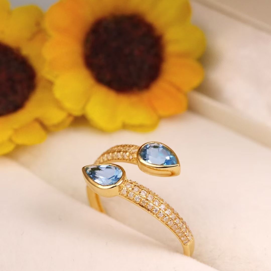 14k Gold 1.04 Ctw Natural Aquamarine & Diamond Ring - 5