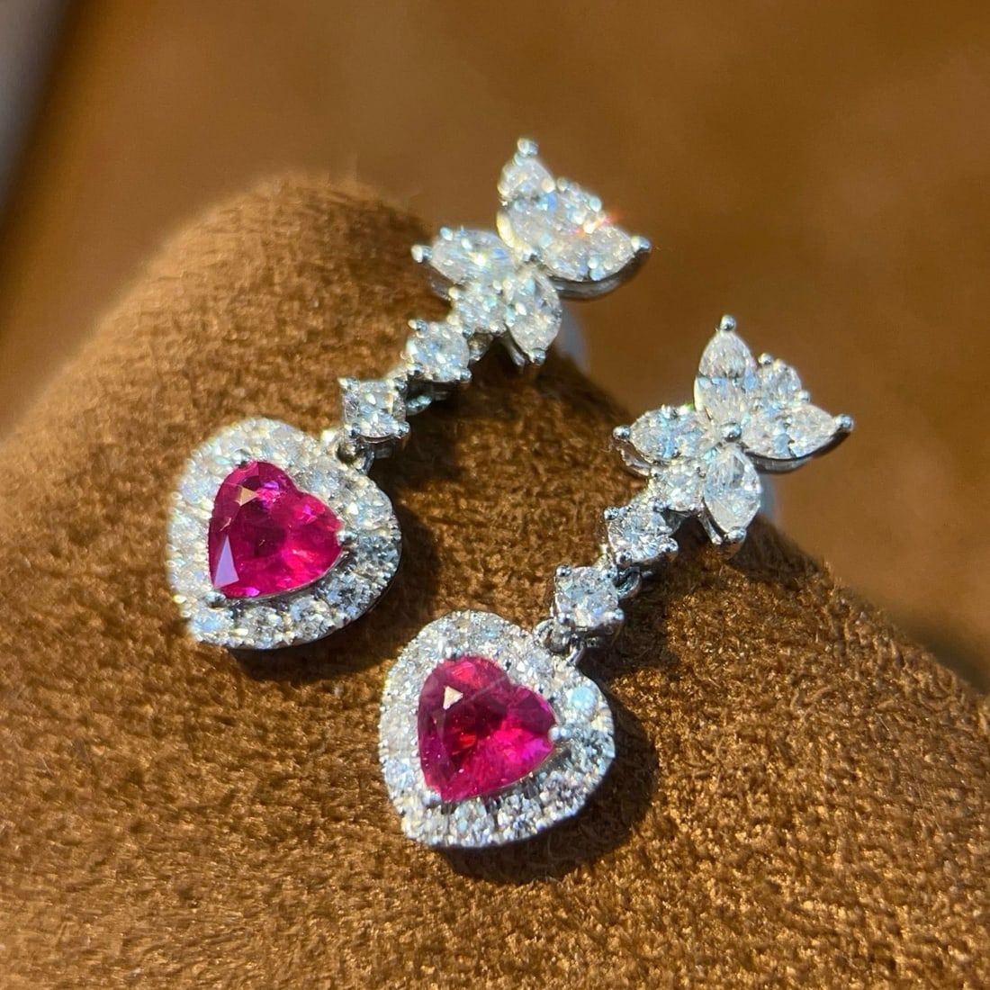14k Gold 1.36 Ctw Natural Ruby & Diamond Earrings - 2