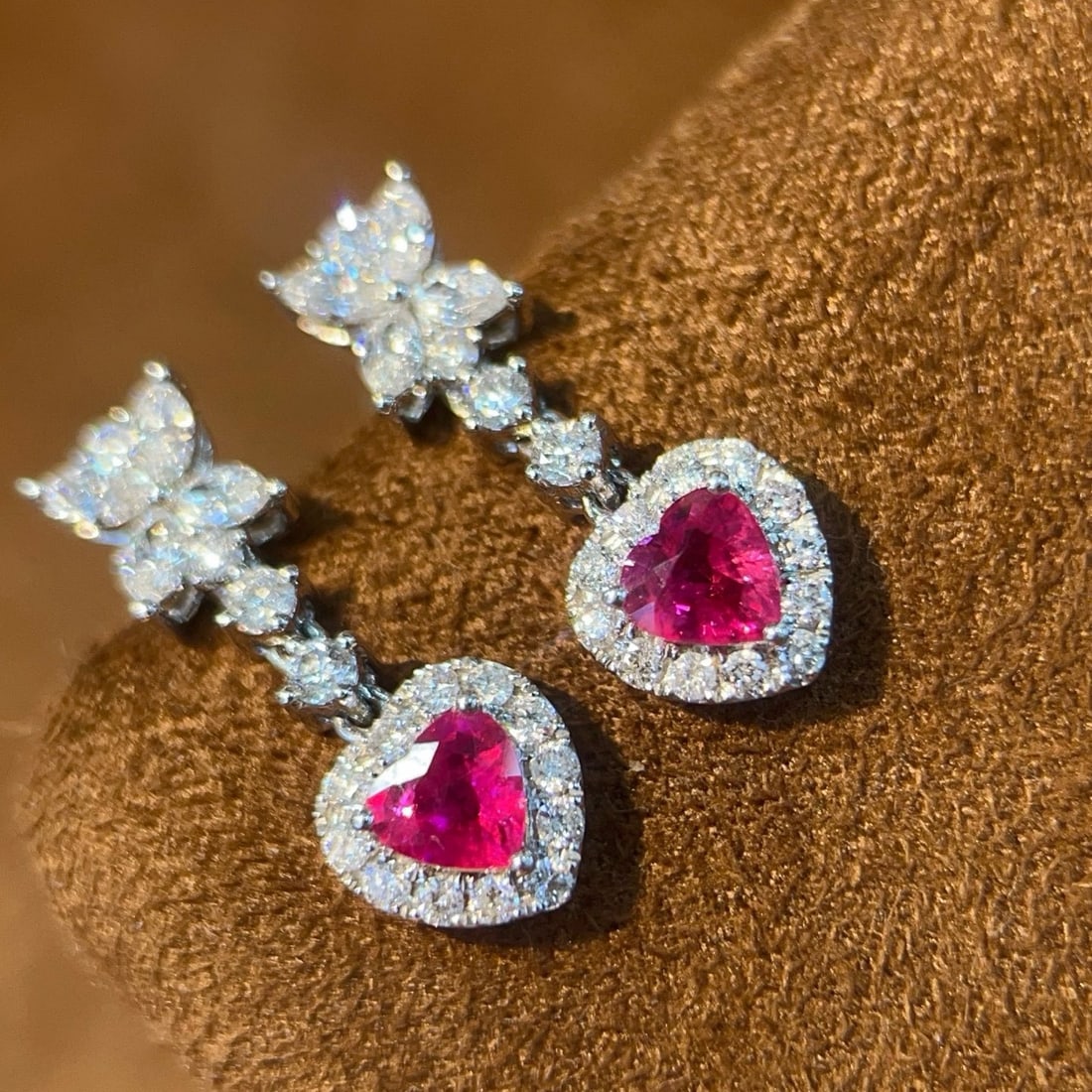 14k Gold 1.36 Ctw Natural Ruby & Diamond Earrings - 3
